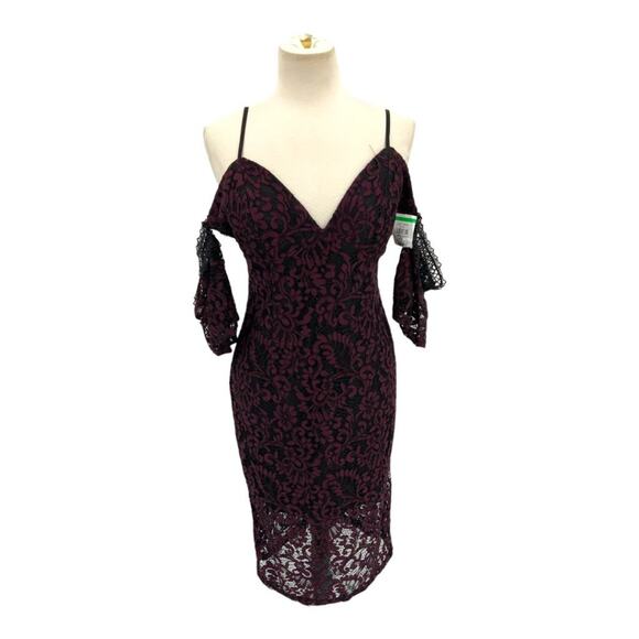 Bardot Taegen Lace Midi Dress Wine Black Size 10 NWOT $139 MSRP - Picture 5 of 11